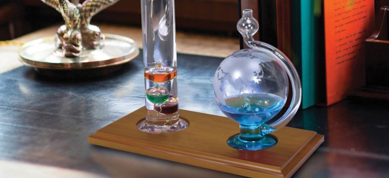 AcuRite Galileo thermometer and glass globe barometer for $12