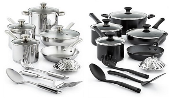 13-piece stainless steel or nonstick cookware set for $30