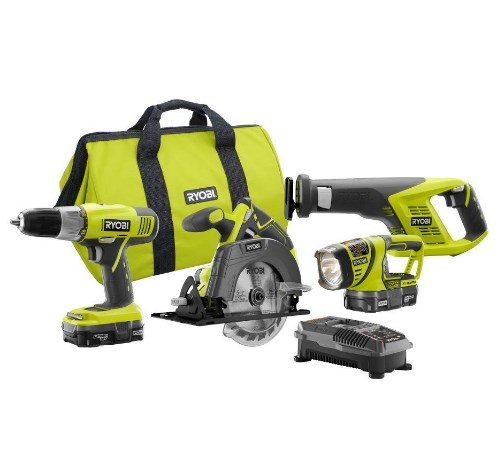 Today only: Ryobi ONE+ 18-volt lithium-ion cordless 4-tool kit for $119