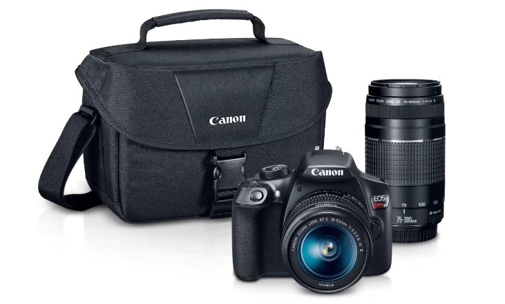 Canon EOS Rebel T6 DSLR with EF-S 18-55mm Lens and EF 75-300mm Zoom Lens for $394