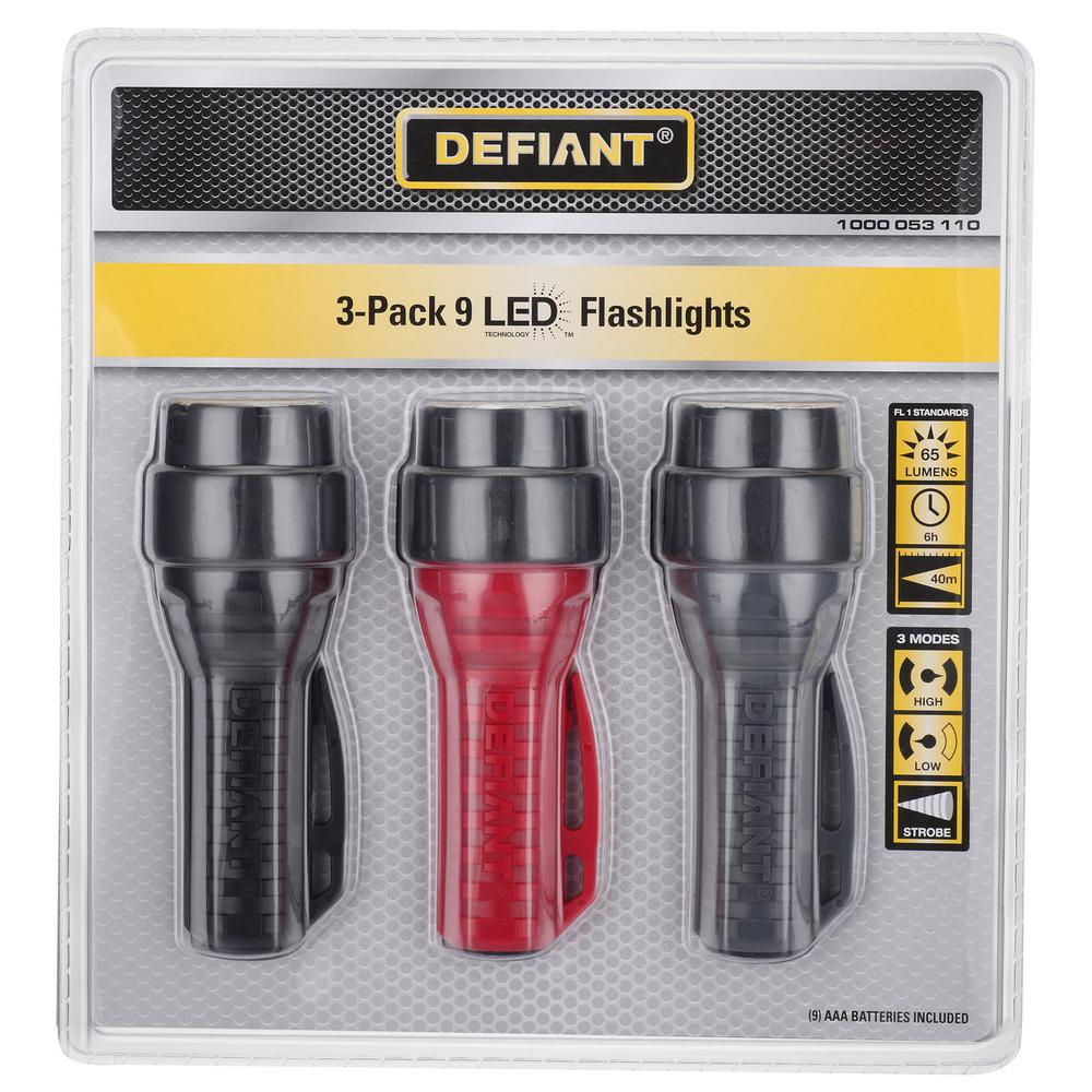 Today only: Defiant LED flashlight 3-pack for $8 plus free shipping