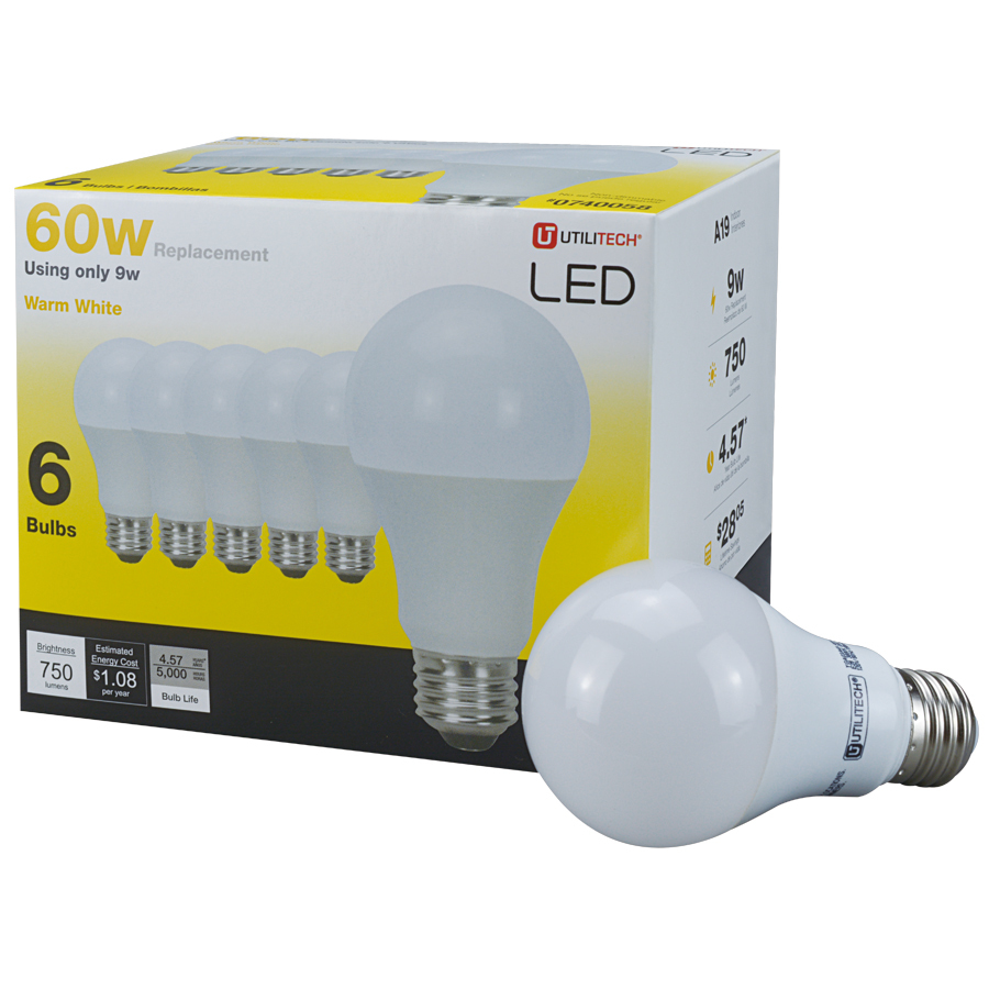 Utilitech 6-Pack 60W LED light bulbs for $8.48 at Lowe’s