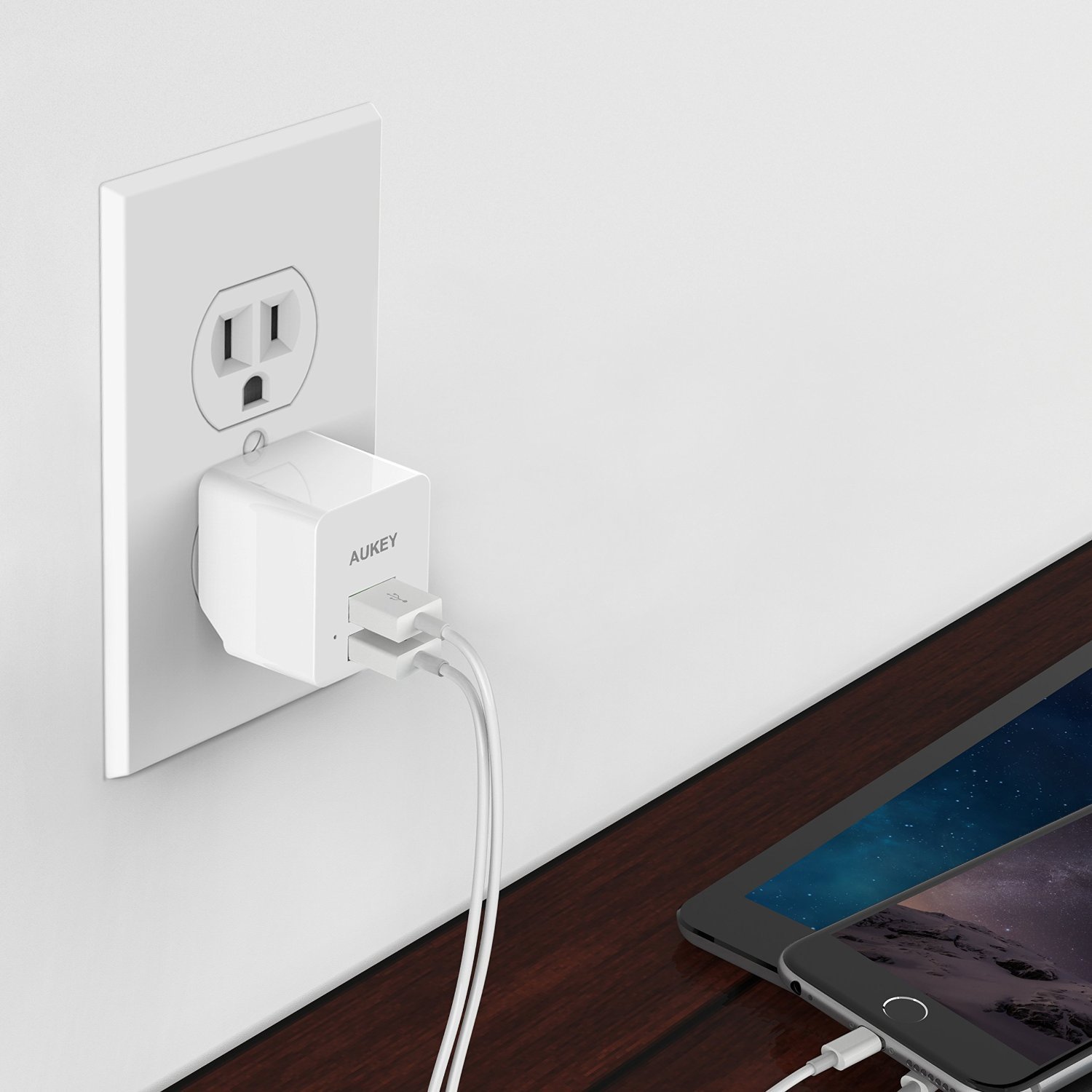 Aukey universal USB wall charger with foldable plug for $6