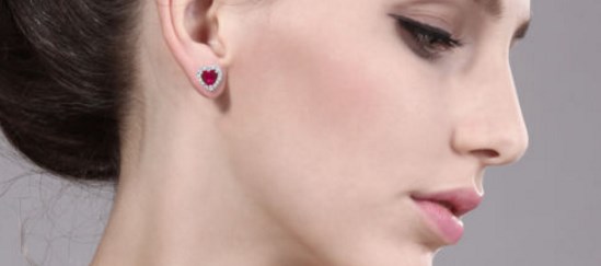 Heart shape red zirconia sterling silver women’s earrings for $10 shipped