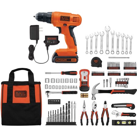 Black and Decker 128-piece project kit with 20V drill for $74