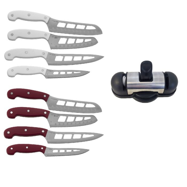 Mad Hungry air blade knife set and Knish two stage knife sharpener for $15