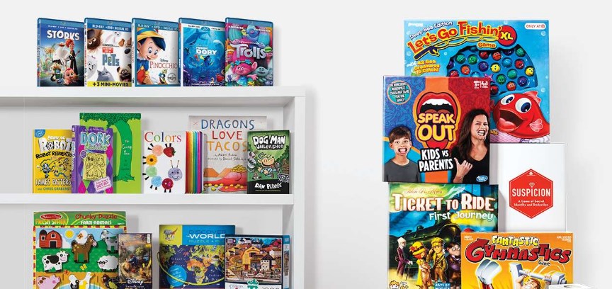Buy two, get one free board games, books, puzzles and movies at Target