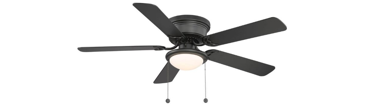 52″ Hampton Bay Hugger ceiling fan in black for $36