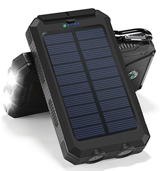 Titita 10000mAH solar power bank with flash light for $22