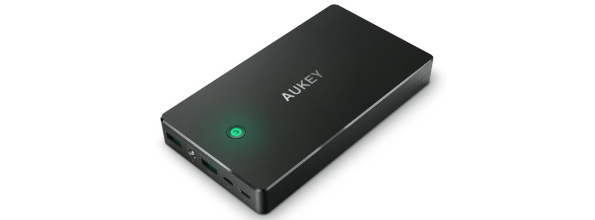 Aukey 20000mAh Dual USB power bank with lightning port for $17