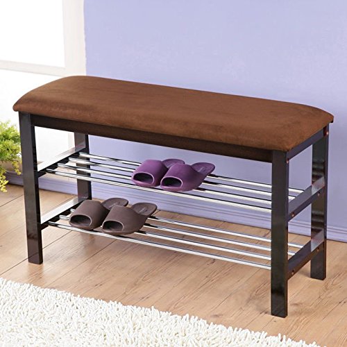 Roundhill Furniture wood shoe bench for $25