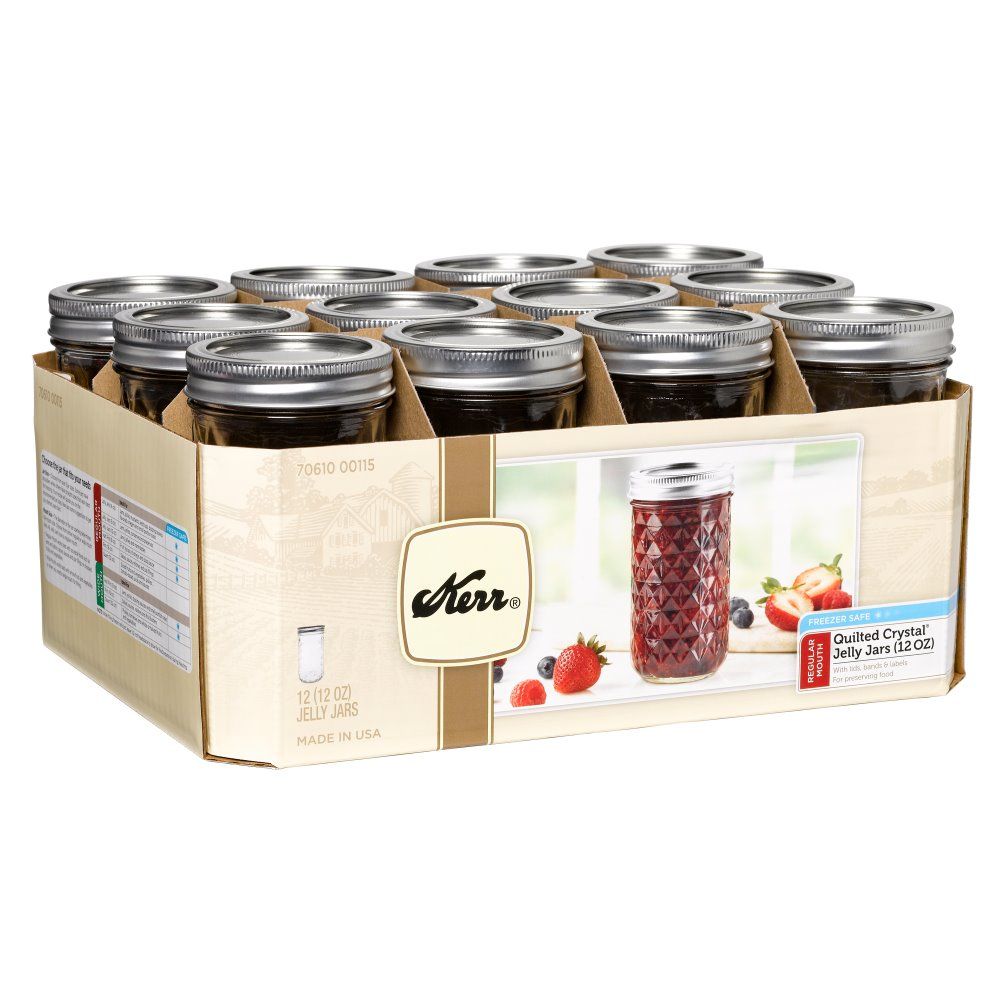 12-pack of 12oz Kerr quilted crystal mason jars for $5
