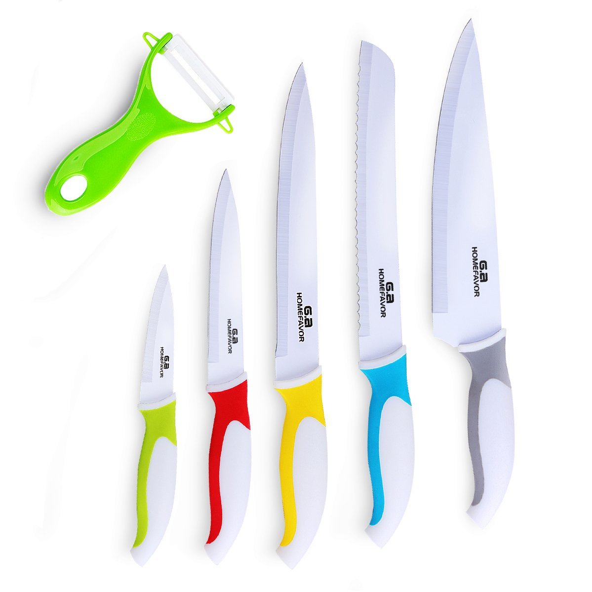 GA Homefavor 6-piece kitchen knife set with peeler for $12