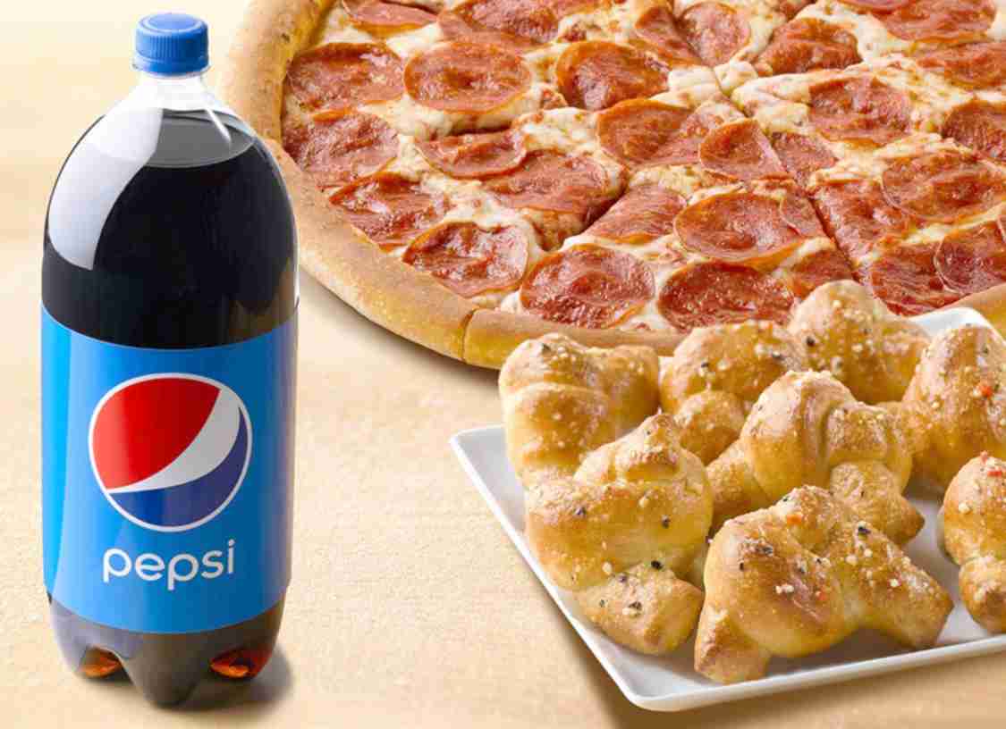 Papa John’s: One medium 1-topping pizza, garlic knots and a 2-liter for $10
