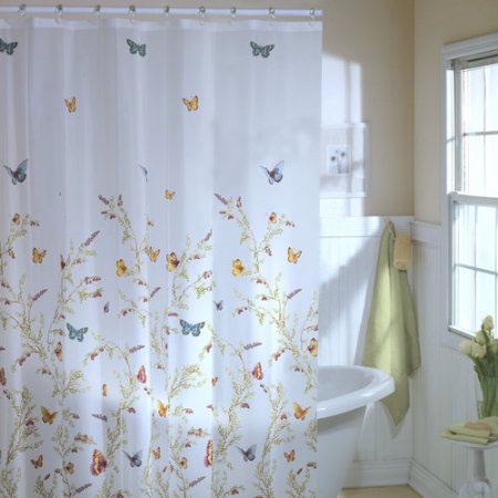 Maytex Garden Flight vinyl shower curtain for $8