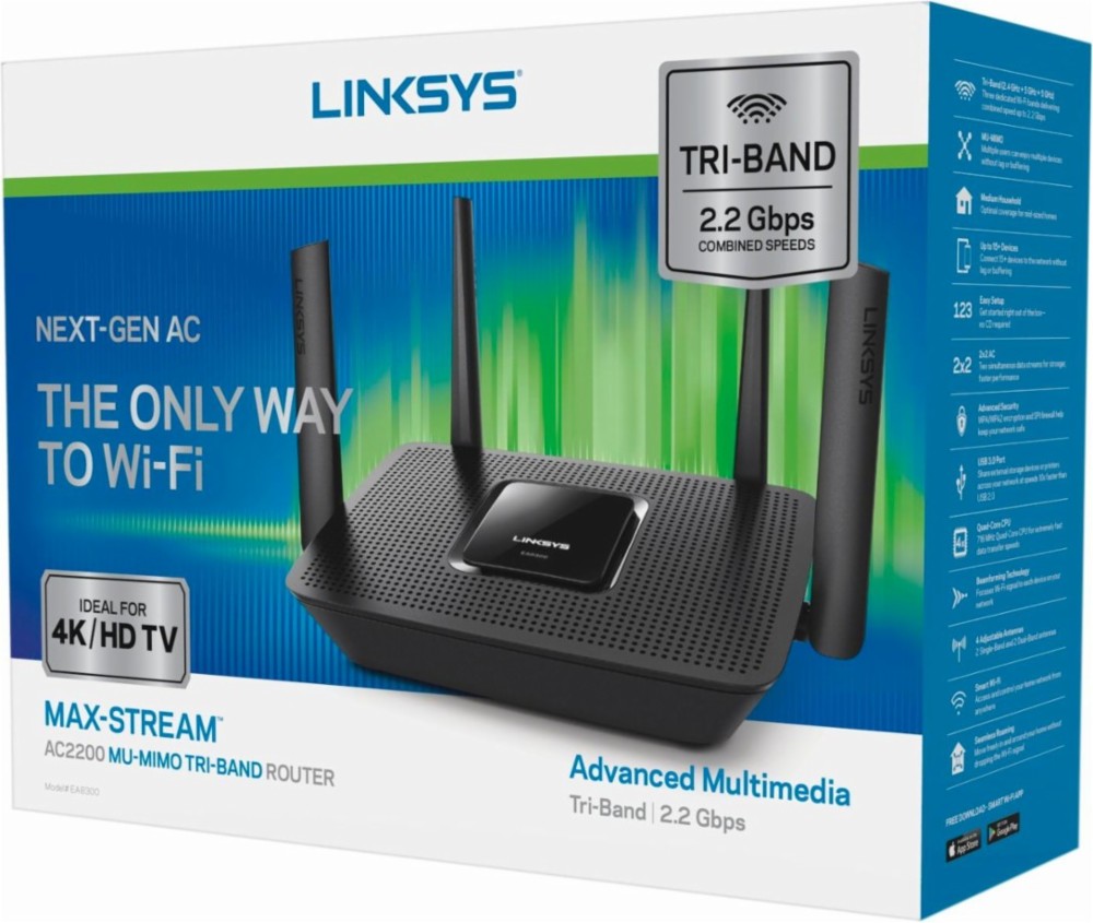 Linksys Max-Stream AC2200 tri-band Wi-Fi router for $100