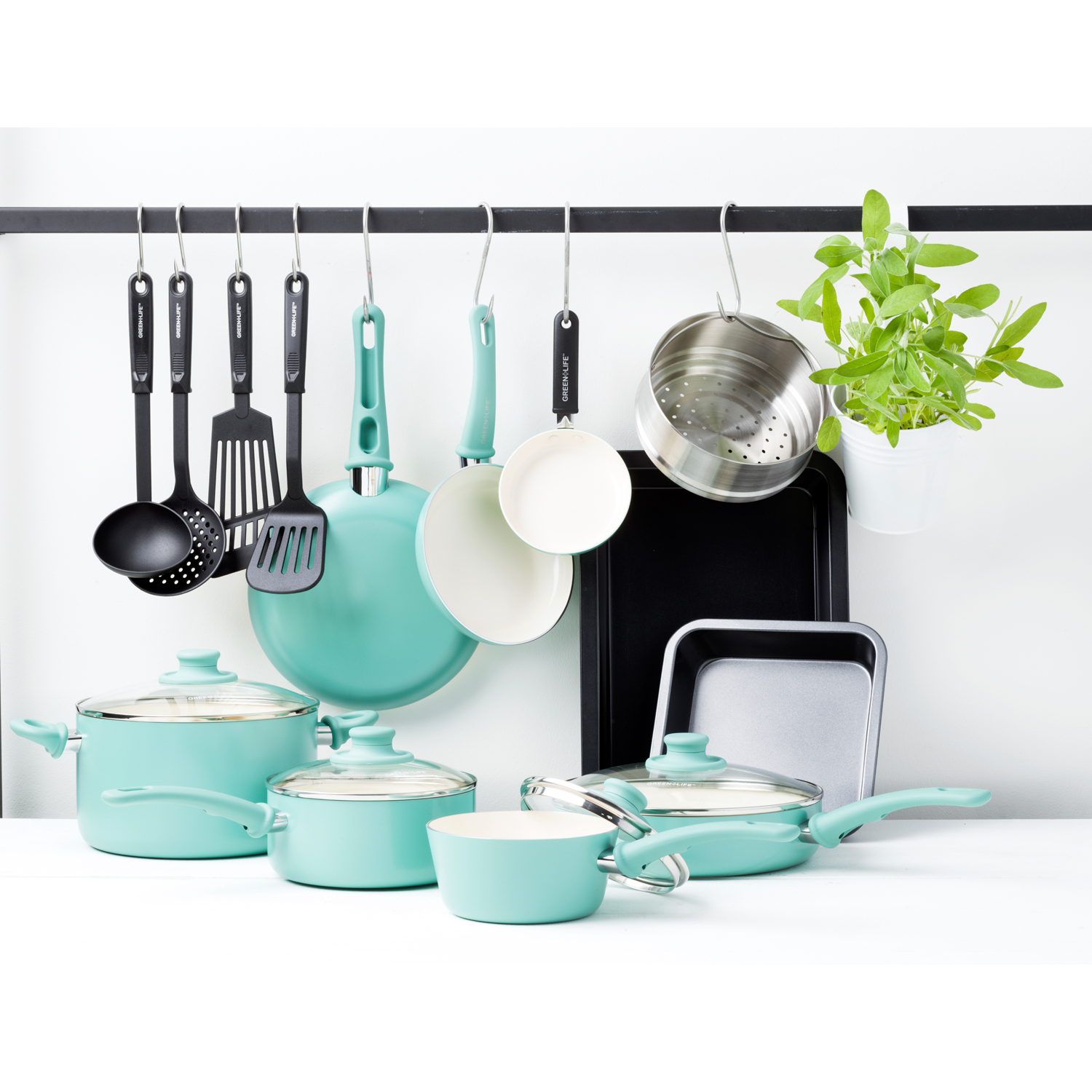 GreenLife Chef’s Essentials ceramic non-stick 18-piece cookware set for $49