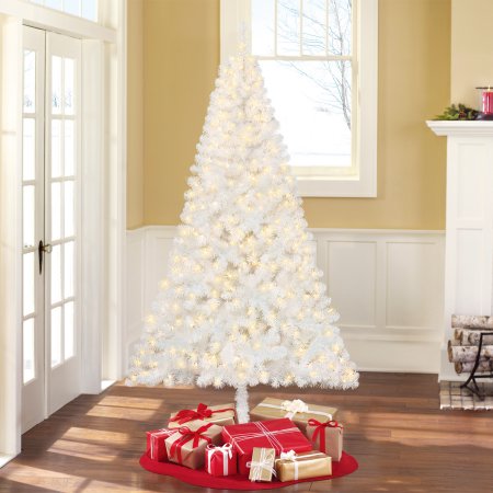 Holiday Time pre-lit 6.5′ Madison Pine white artificial Christmas tree for $20, free shipping
