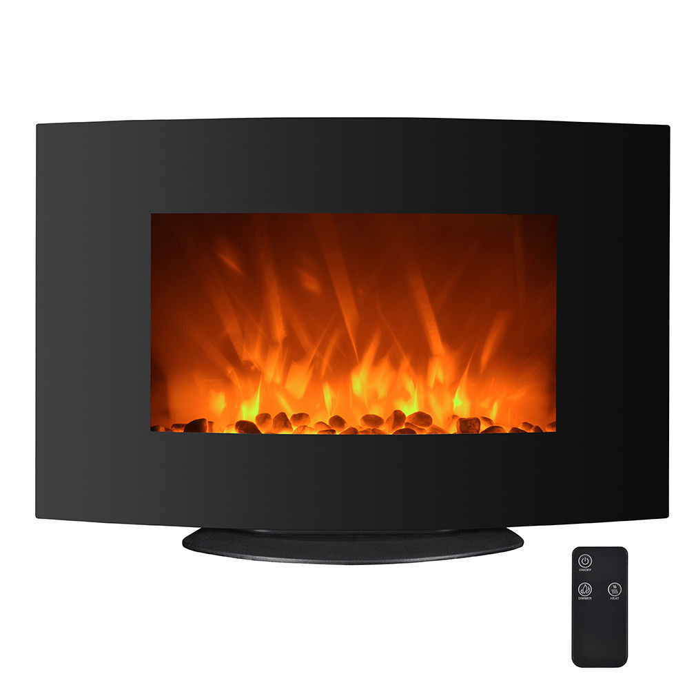 Electric 2-in-1 35″ adjustable curve wall mount fireplace heater for $80