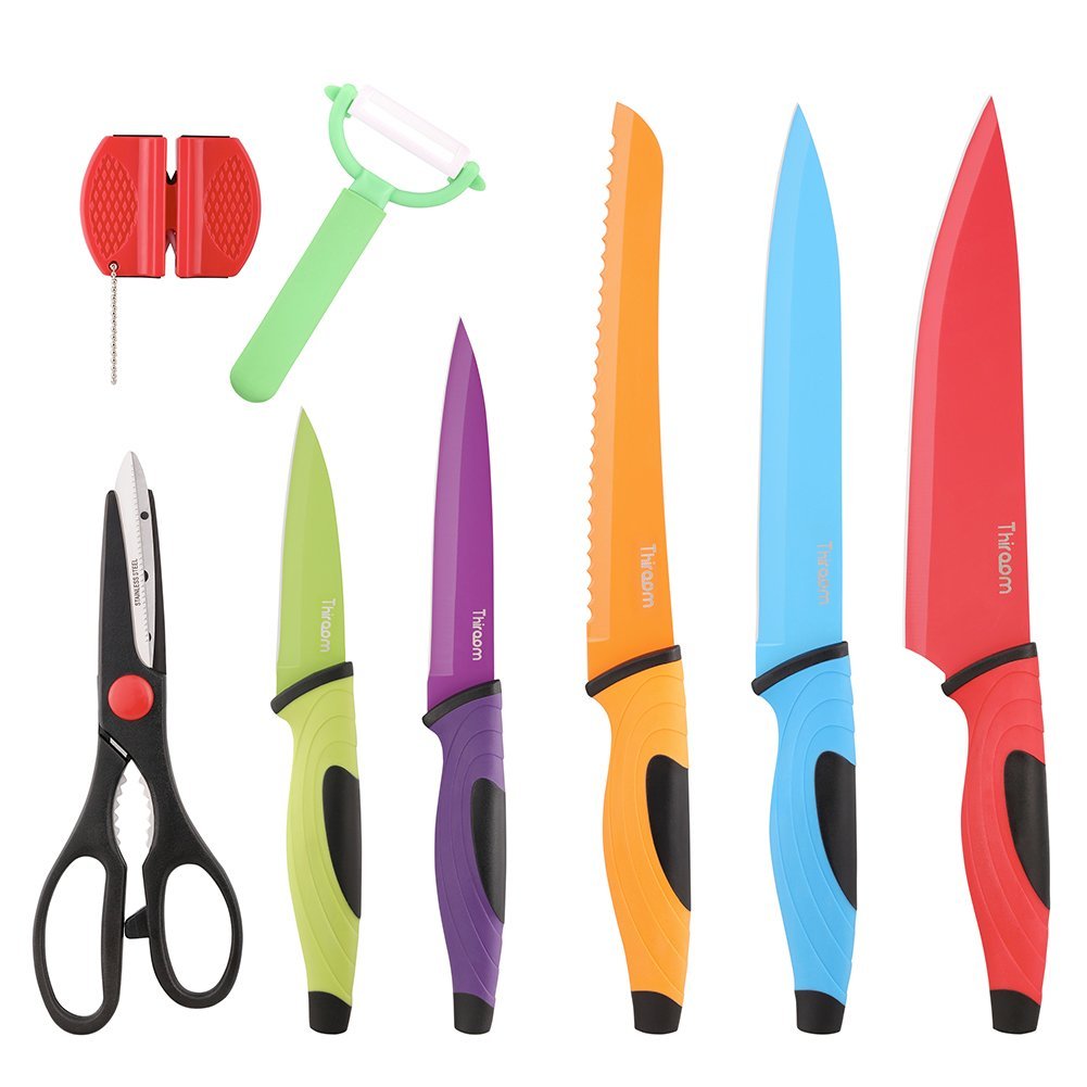 Thiroom 8-piece professional colorful chef knife set for $12.31
