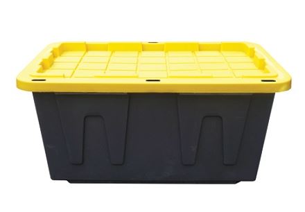 In stores: 27-gallon storage tote for $7 each with purchase of 4