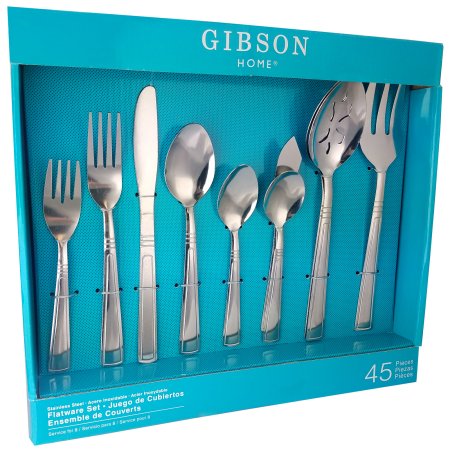 Gibson Home Astonshire 45-piece tumble finish flatware set for $20