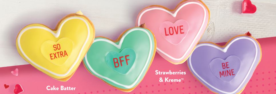 Get a FREE Valentine’s doughnut for rewards members with purchase at Krispy Kreme!
