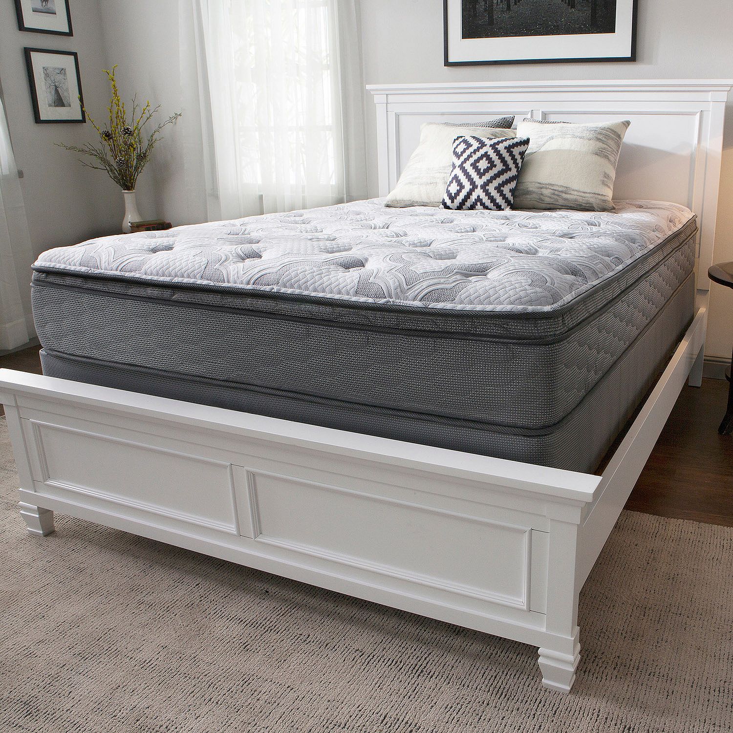 Serta Perfect Sleeper Woodbriar 3 series cushion firm queen mattress set for $398