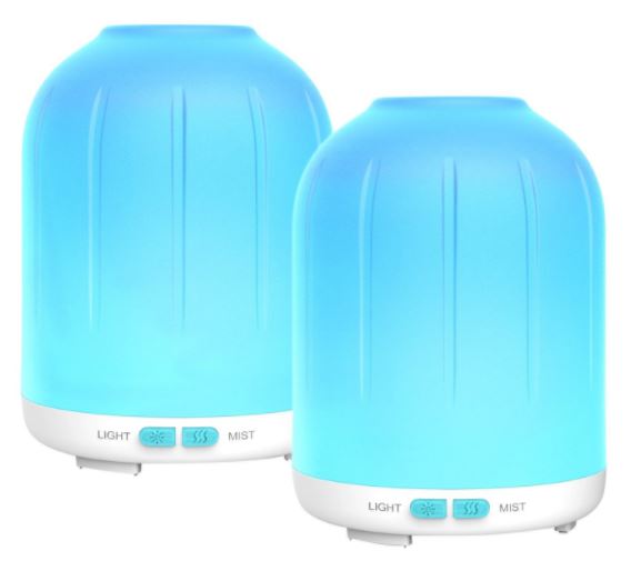 2-pack aromatherapy essential oil diffusers with 7 LED colors for $12