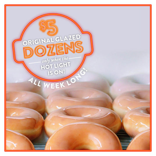 Krispy Kreme: Enjoy an original glazed dozen for just $5