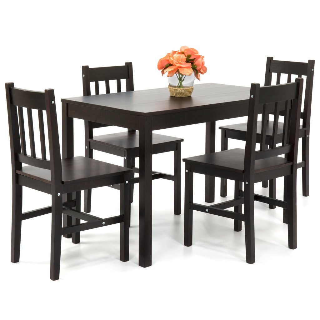 Home 5-piece pinewood dining table set with chairs for $133