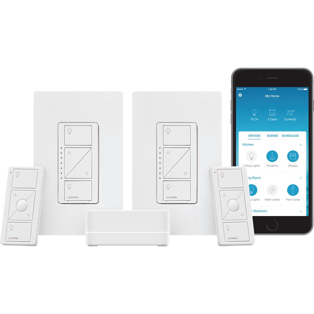 Today only: 2-count Lutron Caseta wireless smart lighting dimmer switch starter kit for $120