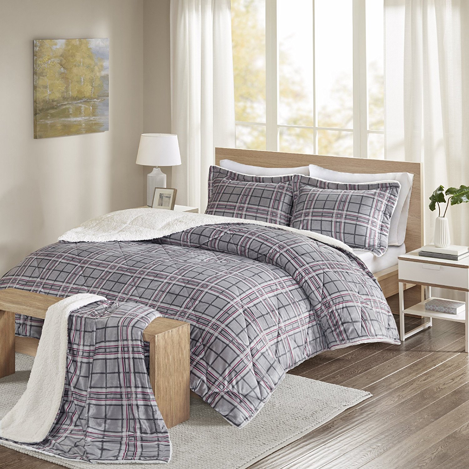 3-piece king and queen Sherpa comforter sets with bonus throw for $30