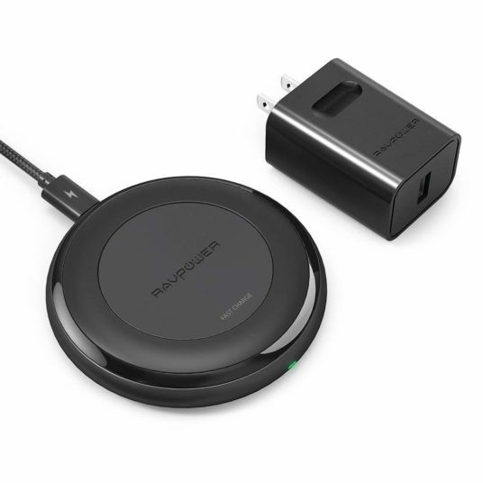 RAVPower fast wireless charging pad with adapter for $12
