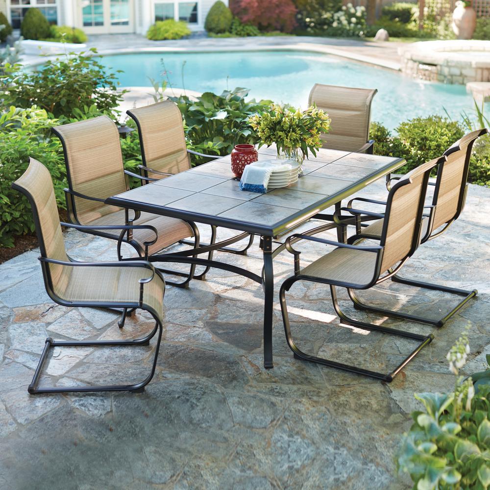 Ends soon! Hampton Bay Belleville 7-piece padded sling outdoor dining set for $299