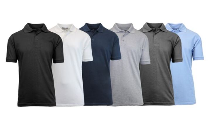 6-pack Galaxy by Harvic men’s pique polos for $40 with shipping