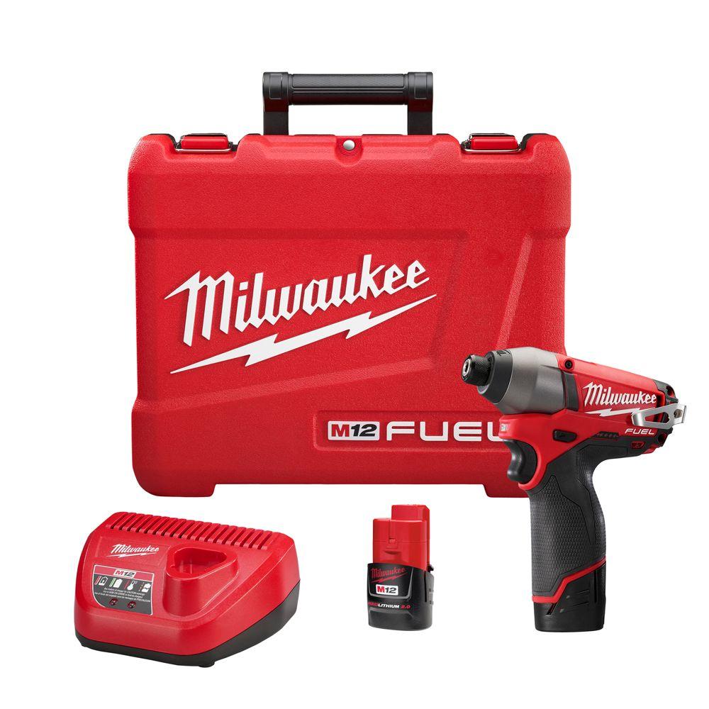 Milwaukee M12 Fuel 12-volt lithium-ion cordless 1/4 inch hex impact driver kit for $99