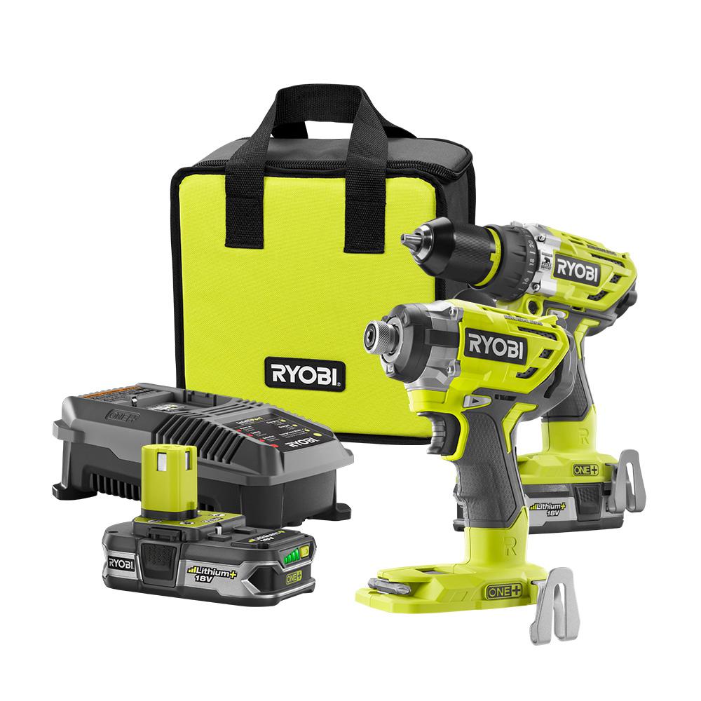 Ryobi 18-volt ONE+ lithium-ion cordless drill/driver and impact driver with batteries, charger and bag for $99