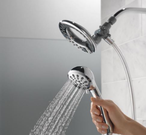 Delta in2ition 4-spray 2-in-1 hand shower and shower head combo kit for $25