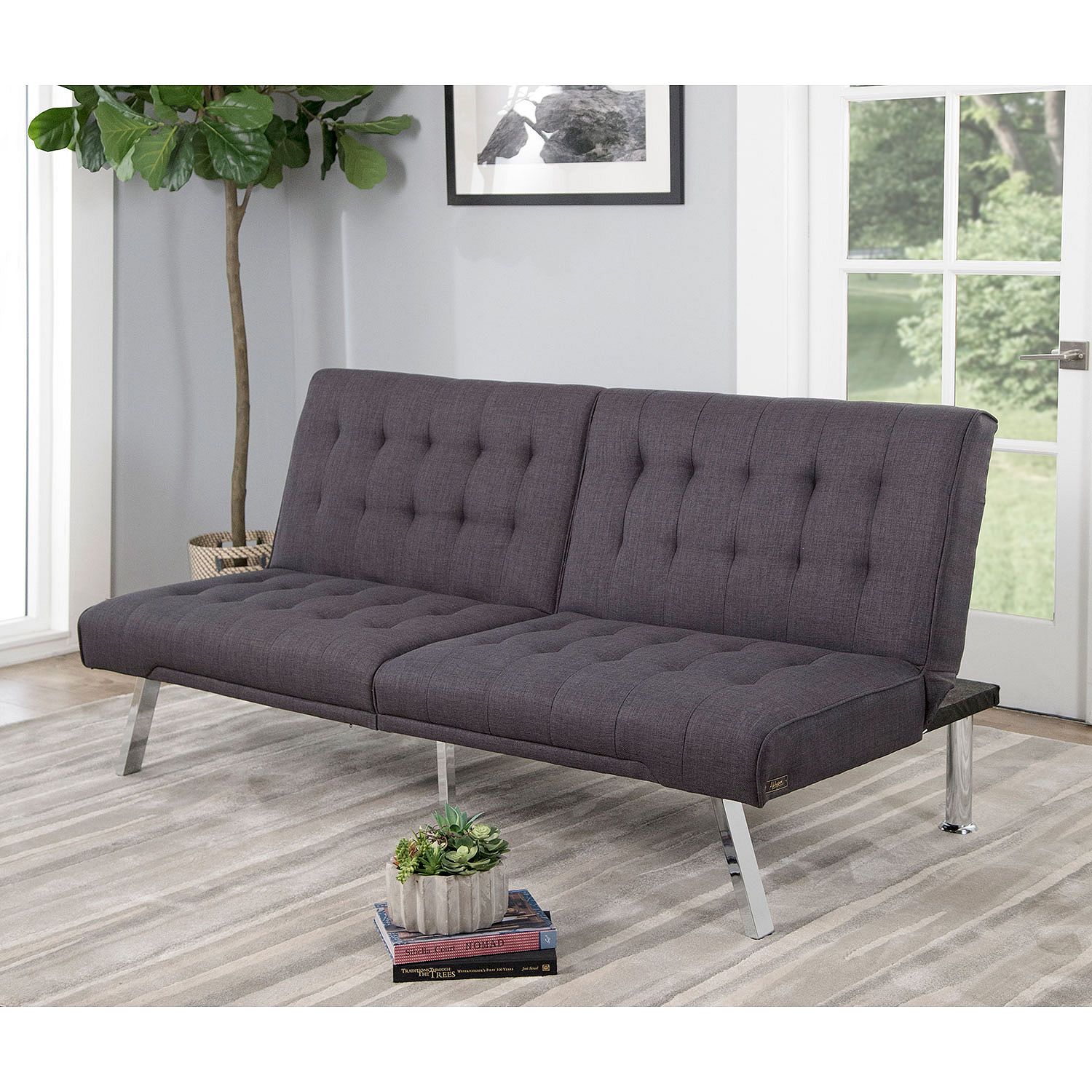 Clayton gray futon sofa bed for $180