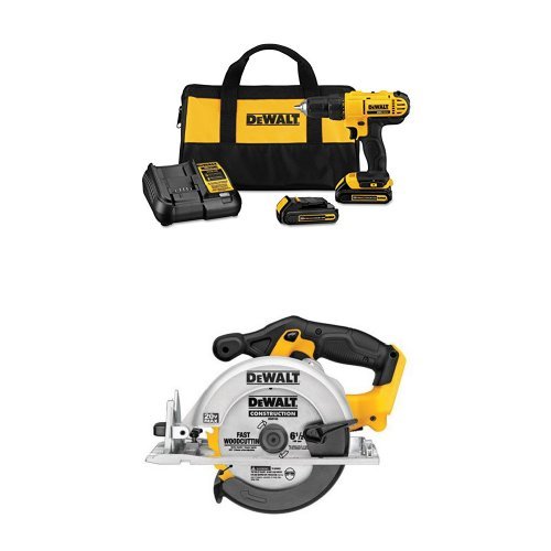 Today only: Dewalt 20v max cordless lithium-ion 1/2 inch compact drill driver kit with circular saw for $138