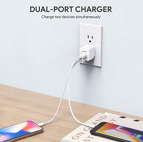 Aukey dual port charger only $6 with code on Amazon