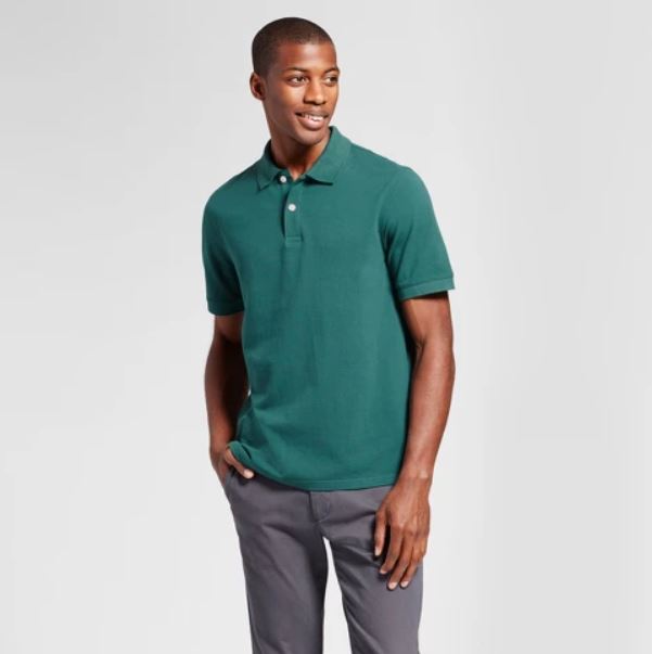 Men’s standard fit fade resistant pique polo shirt for $5