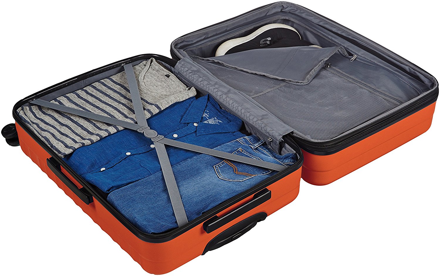 3-piece AmazonBasics hardside spinner luggage set for $113