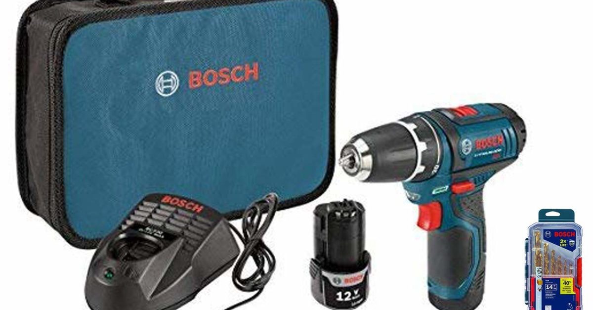 Today only: Bosch 12V max lithium-ion 3/8-inch 2-speed drill kit with drill bit set for $100