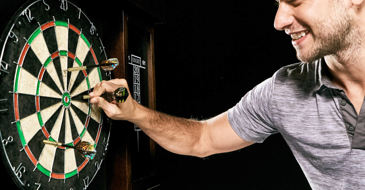 Barrington 40-inch dartboard cabinet with LED light for $60