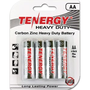 4-pack Tenergy 4AA heavy-duty carbon zinc batteries for 10 cents