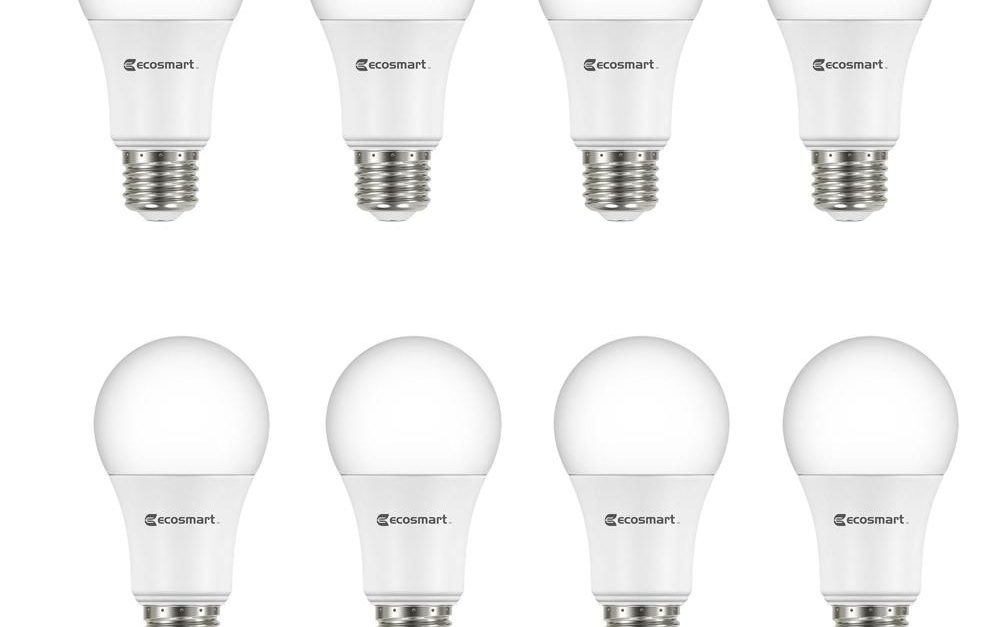 8-pack EcoSmart 60-watt equivalent A19 LED light bulbs for $10