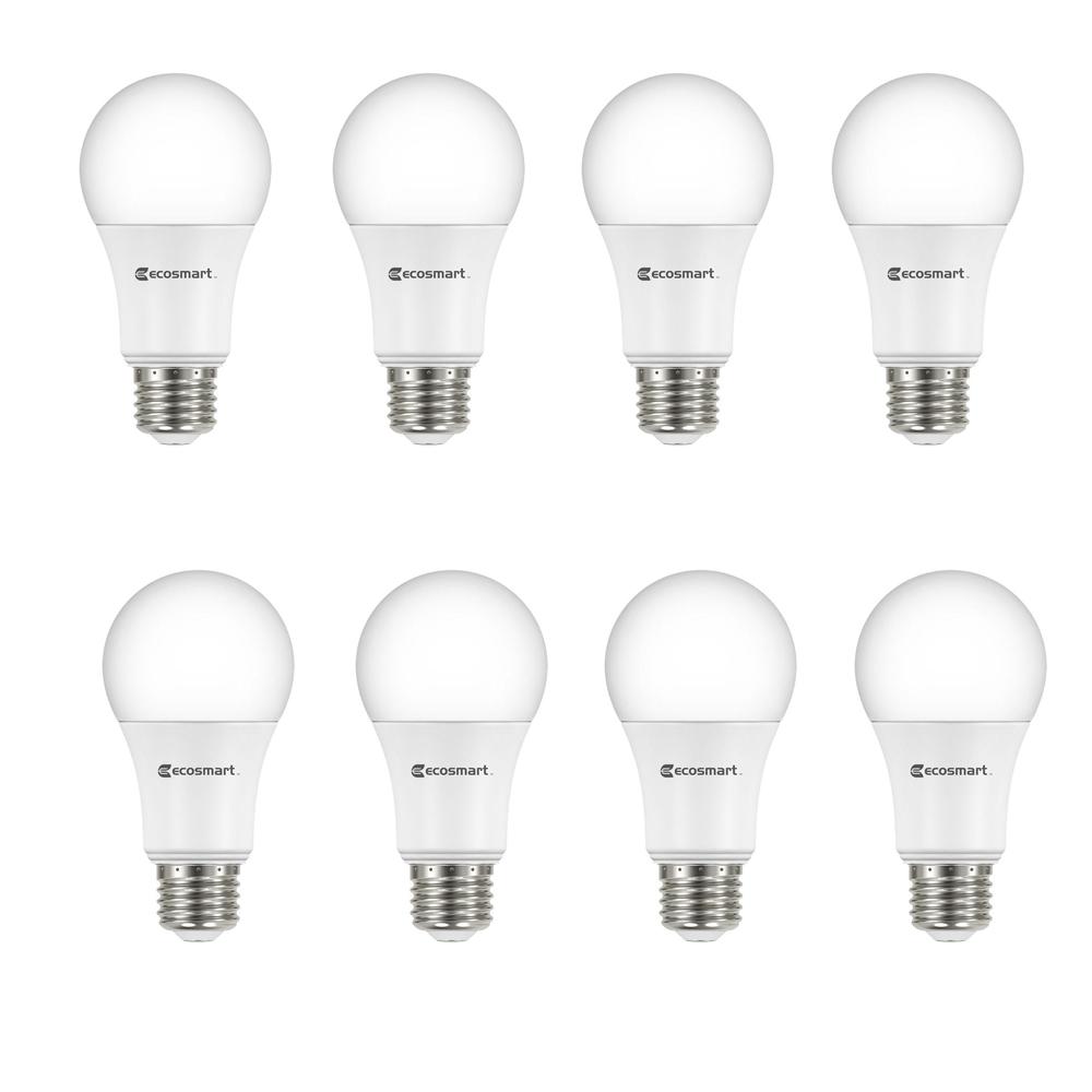 8-pack EcoSmart 60-watt equivalent A19 LED light bulbs for $10