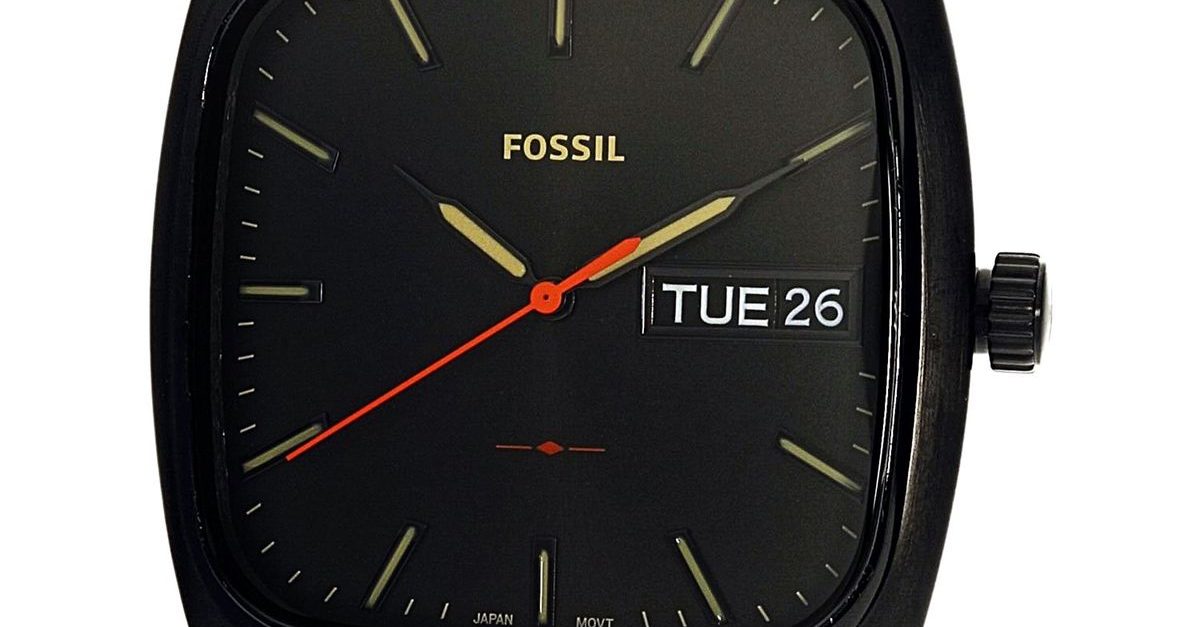 Fossil men’s Rutherford black stainless-steel quartz watch for $80